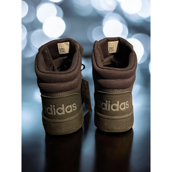 NEW Adidas Black Hoops Basketball Men\'s Tennis Shoes Sneakers Sz 9.5